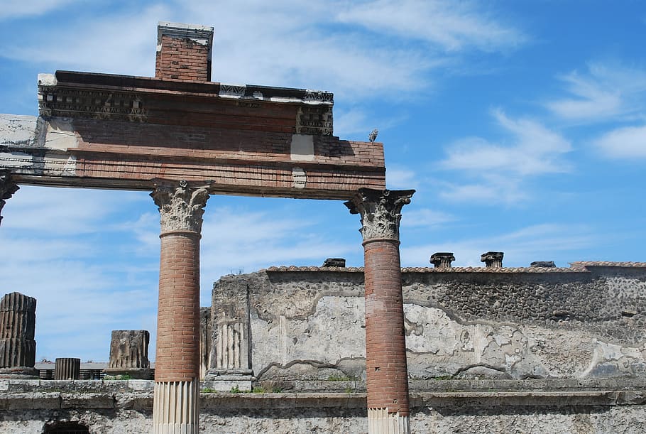 Pompeii, Ruins, Italy, Architecture, europe, travel, column, HD wallpaper