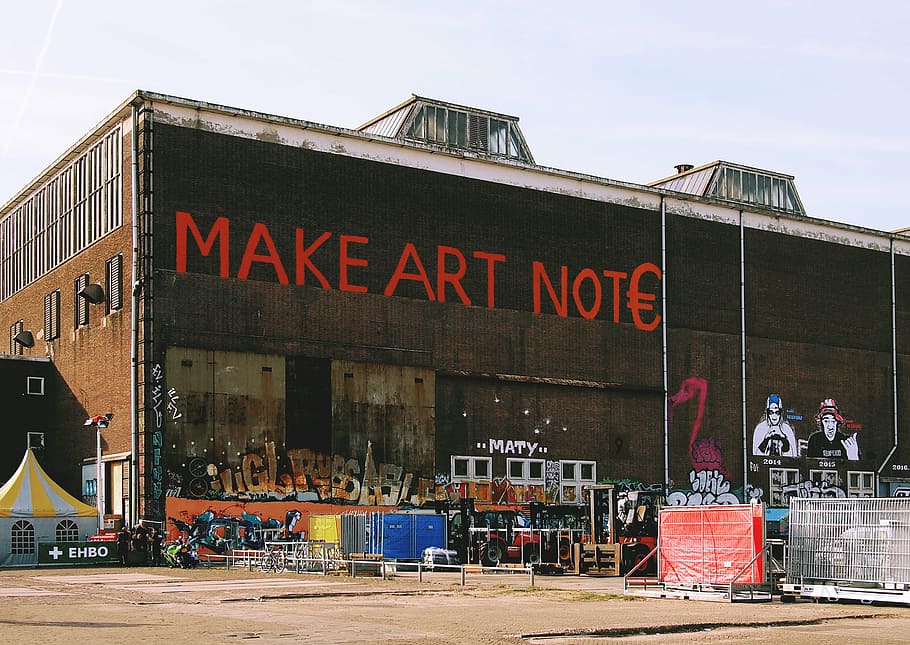 Make Art Note building at daytime, street, graffiti, painting