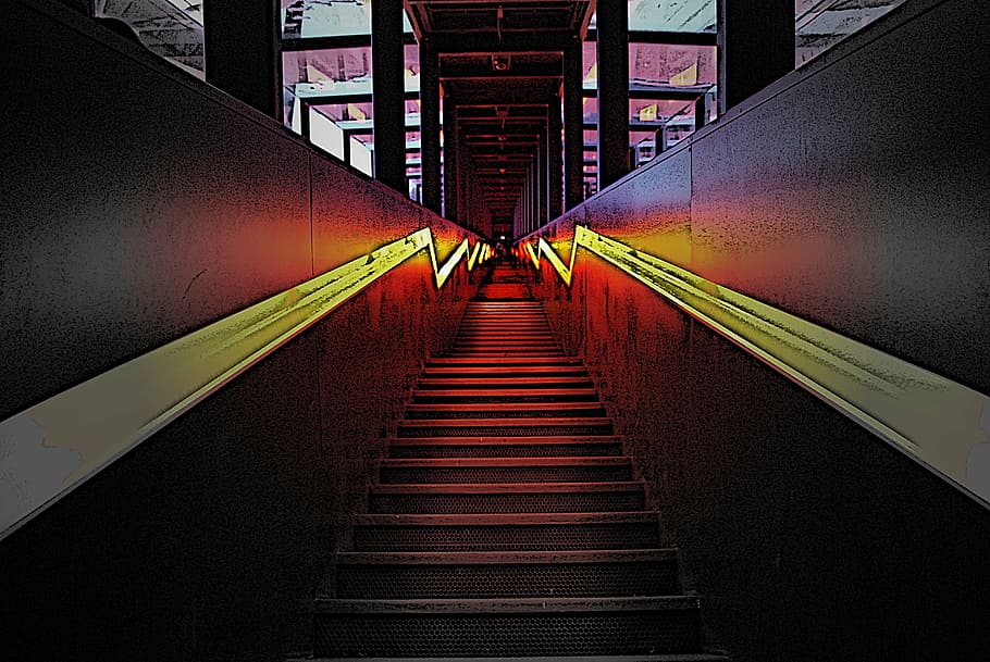 stairs, staircase, down, input, ruhr museum, eat, bill, zollverein HD wallpaper