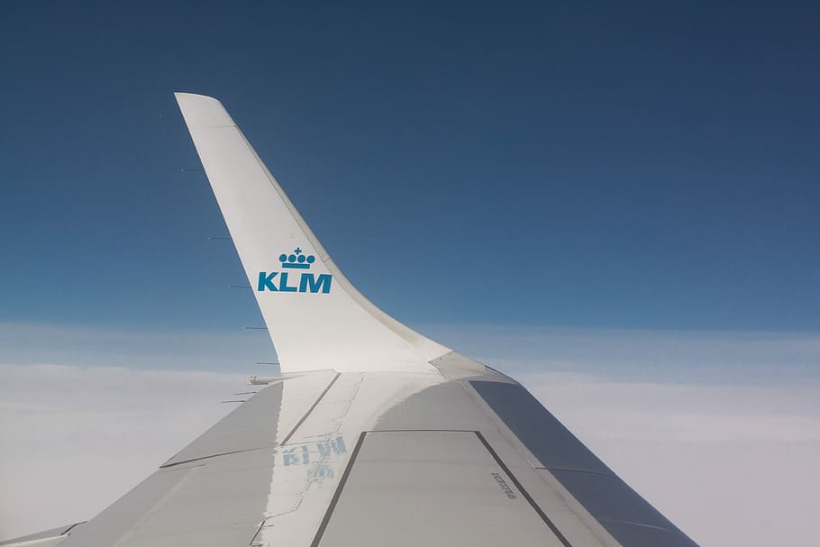 KLM aircraft wing, Flight, Transport, Airline, signet, travel, HD wallpaper