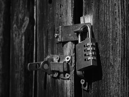 grayscale photo of gate padlocked, Secure, Security, Key, combination HD wallpaper