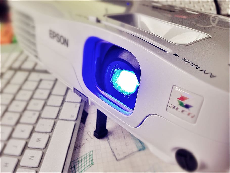 photo of white projector, beamer, presentation, seminar, unit HD wallpaper