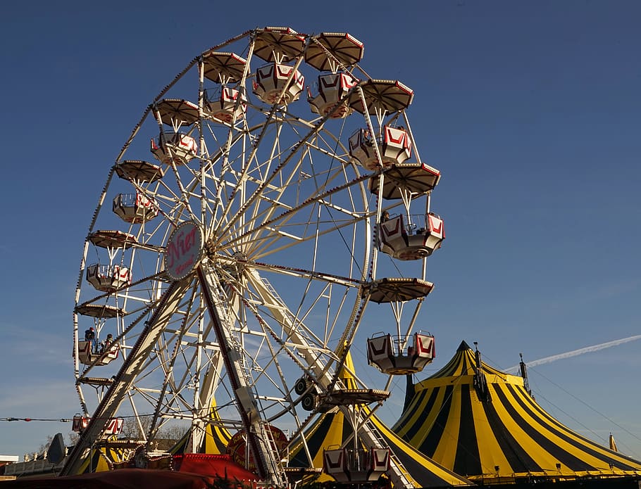 white and black Ferris Wheel, kassel, friedrichsplatz, carousel HD wallpaper