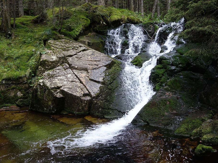 waterfall, retezat, mountain, natural, national, park, splash HD wallpaper