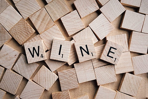 flat lay photography of scrabble letter blocks, wine, word HD wallpaper