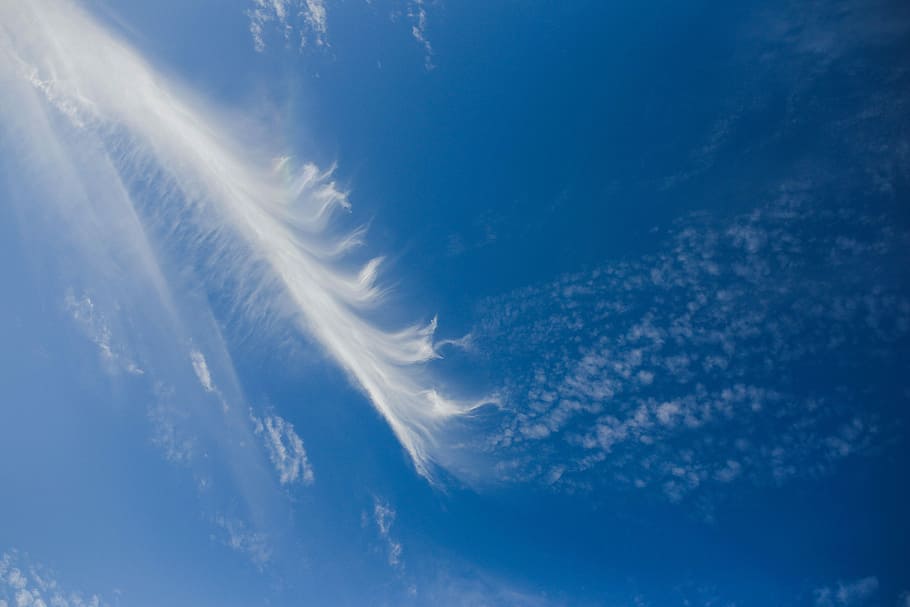 Cloudy blue sky, clear, nature, weather, day, outdoors, white HD wallpaper