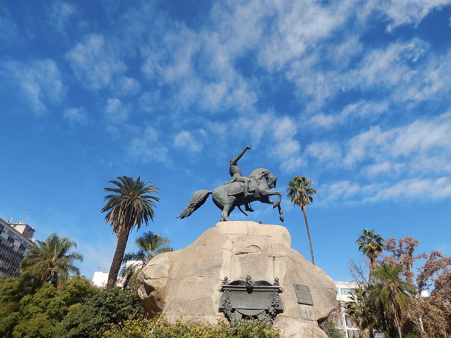 statue, plaza, monument, bronze, san martín, sky, tree, art and craft HD wallpaper