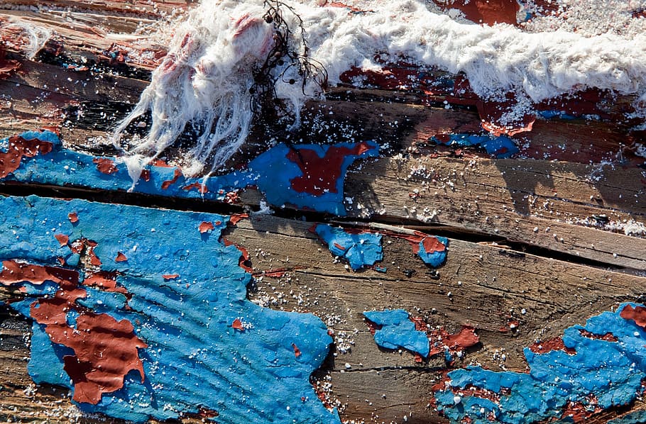 old, paint, wooden, beach, weathered, salt, full frame, blue HD wallpaper