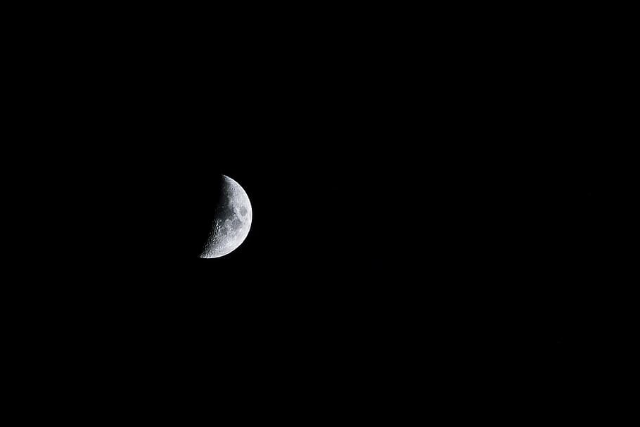 dark, night, sky, moon, space, astronomy, copy space, planetary moon HD wallpaper