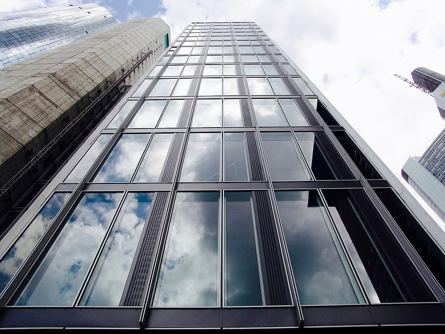frankfurt, skyscraper, gloss, mirror, architecture, clouds HD wallpaper