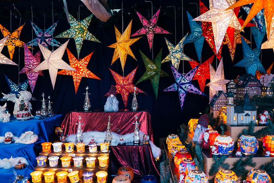 Christmas stars, arts and Entertainment, objects, night, cultures HD wallpaper