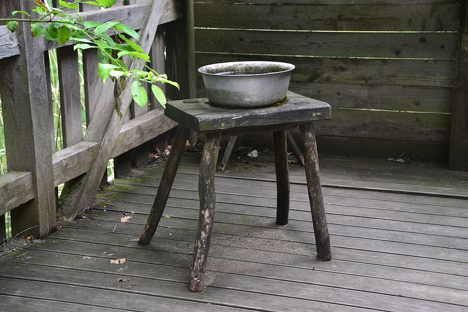 table, vessel, wood, old, wood - material, no people, day, plant HD wallpaper