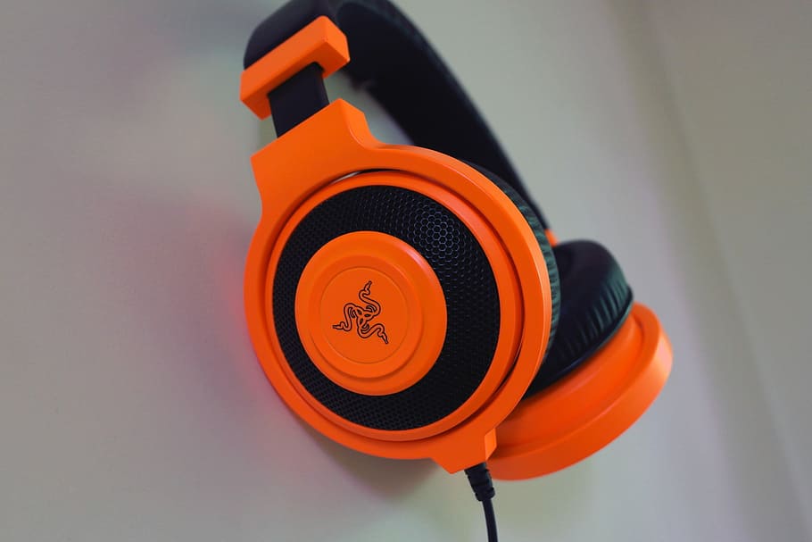 orange and black Razer corded headphones, Instagram, Video Games, HD wallpaper