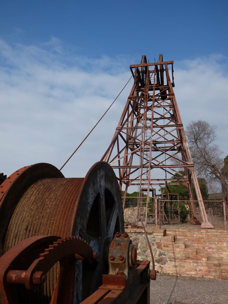 mine, mining, elevator, well, cast iron, industrial archeology HD wallpaper