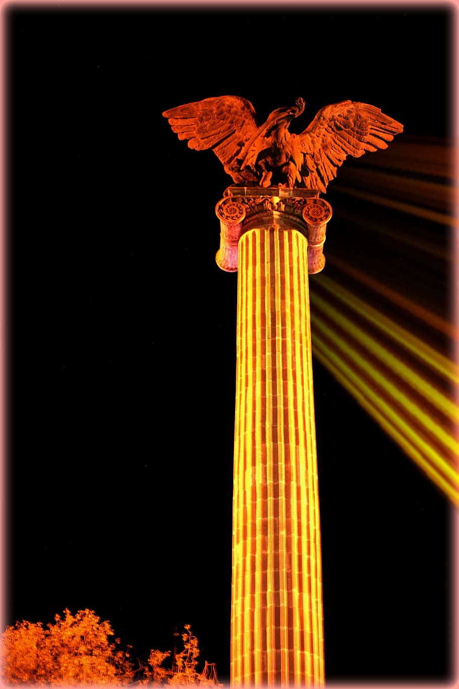 plaza, eagle, exedra, aguascalientes, column, night, famous Place HD wallpaper