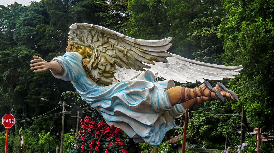 angel, wings, angelic, celestial, flight, sculpture, representation HD wallpaper