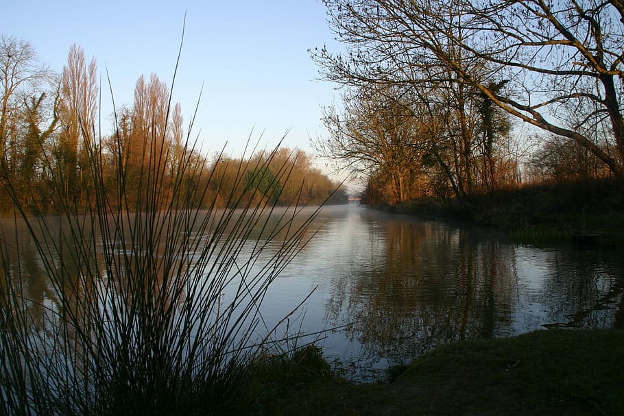 Seine, River, Dawn, Water, Winter, Mist, water courses, reflection HD wallpaper