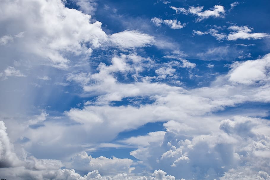 white clouds under blue sky, Sky, Blue, Blue, Cloud, blue sky clouds HD wallpaper