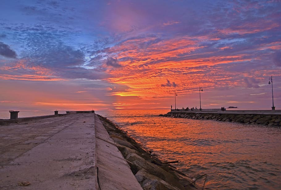 Sunset, Pariaman, Beach, cloud - sky, sea, outdoors, scenics HD wallpaper