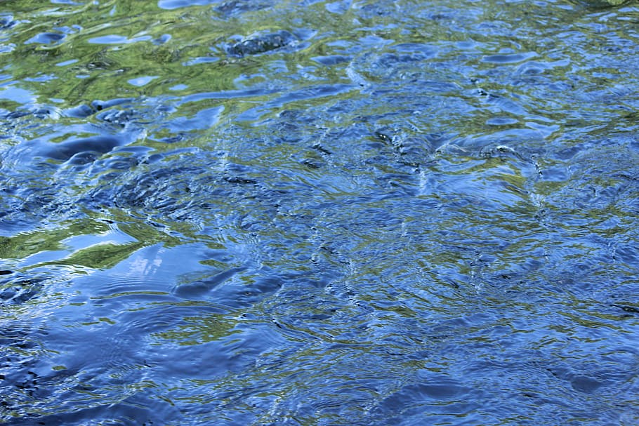 water, blue, mirroring, wave, nature, full frame, waterfront HD wallpaper