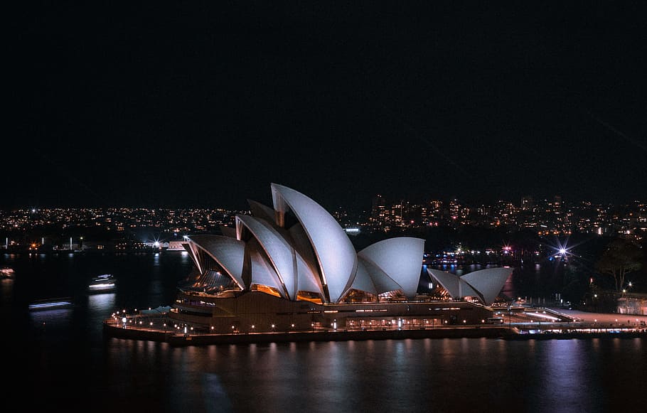 Sydney Opera House during night time, Sydney Opera House, The sound of silence, HD wallpaper