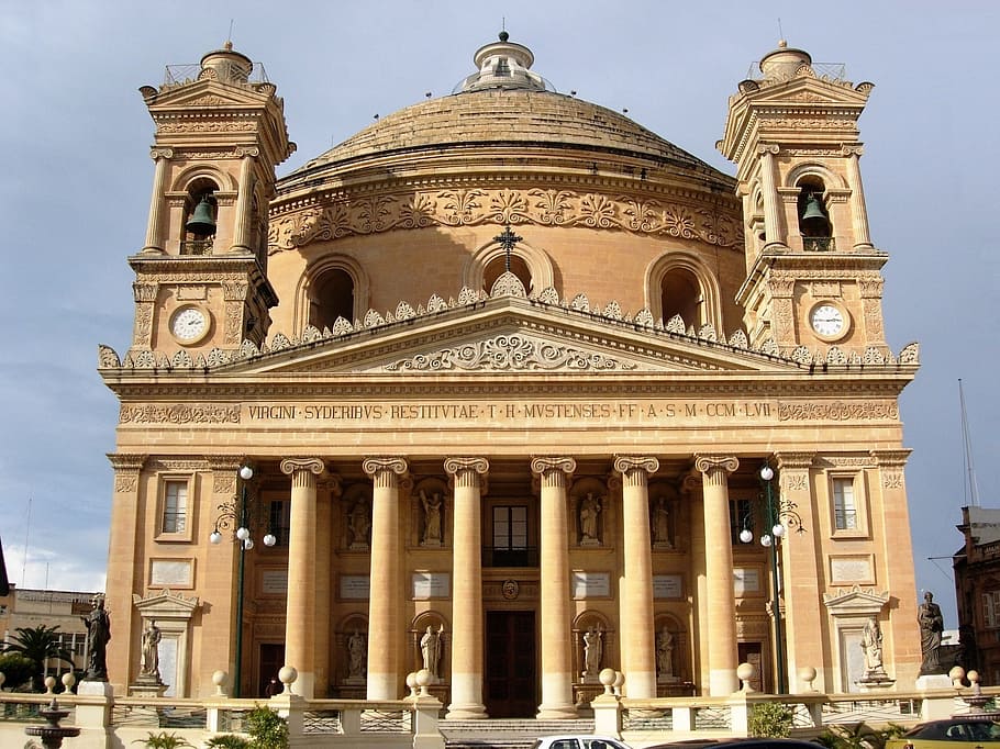 mosta dome, malta, church, building exterior, built structure HD wallpaper