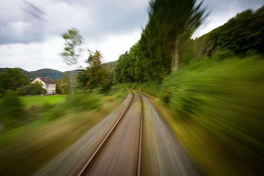 train railway, travel, seemed, steel, drive, shutter speed, rear, HD wallpaper