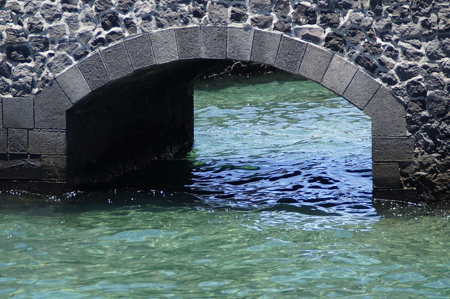 Wall, Arch, Arch, Bridge, Water, Atlantic, blue, sea, clear HD wallpaper