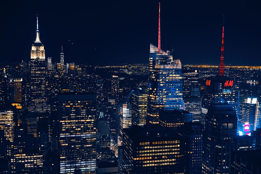 architecture, buildings, infrastructure, dark, night, lights HD wallpaper