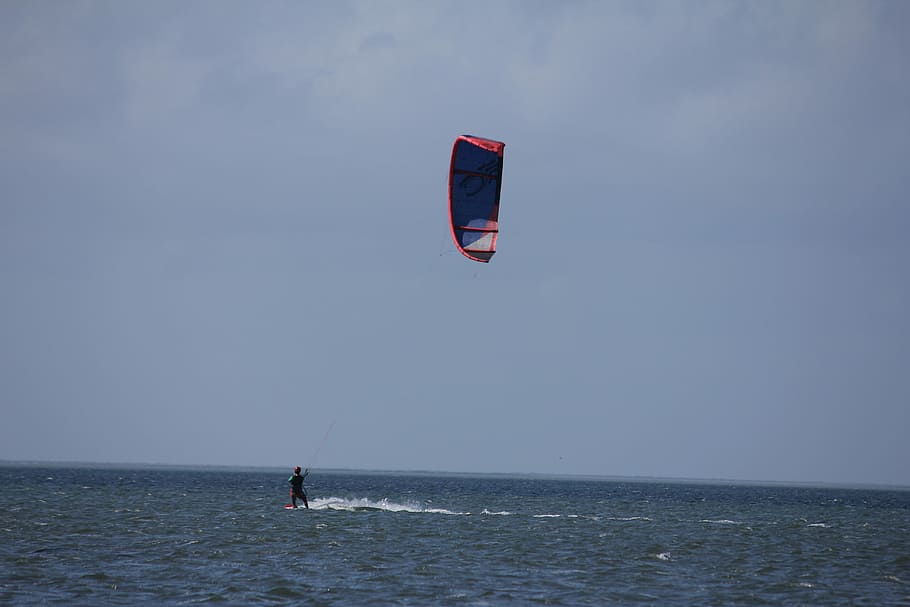 Kitesurf, Wind, sea, horizon over water, beach, leisure activity HD wallpaper