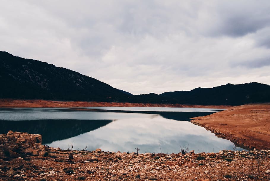 clouds, lake, landscape, mountain, nature, outdoors, reflection HD wallpaper