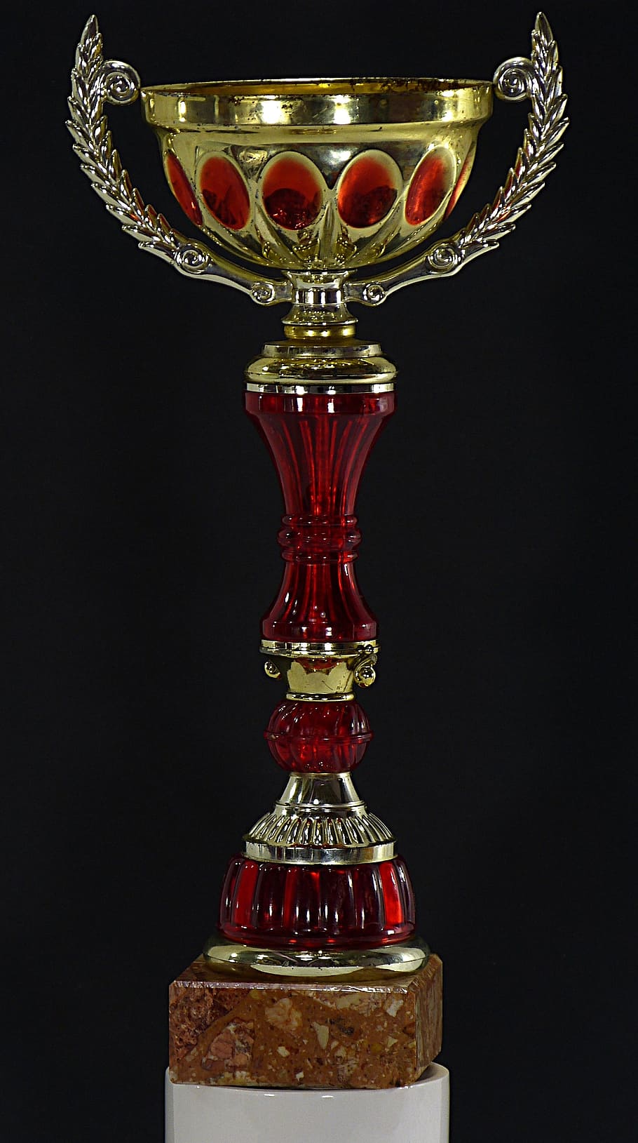 red and gold-colored trophy, cup, reward, victory, game, winner