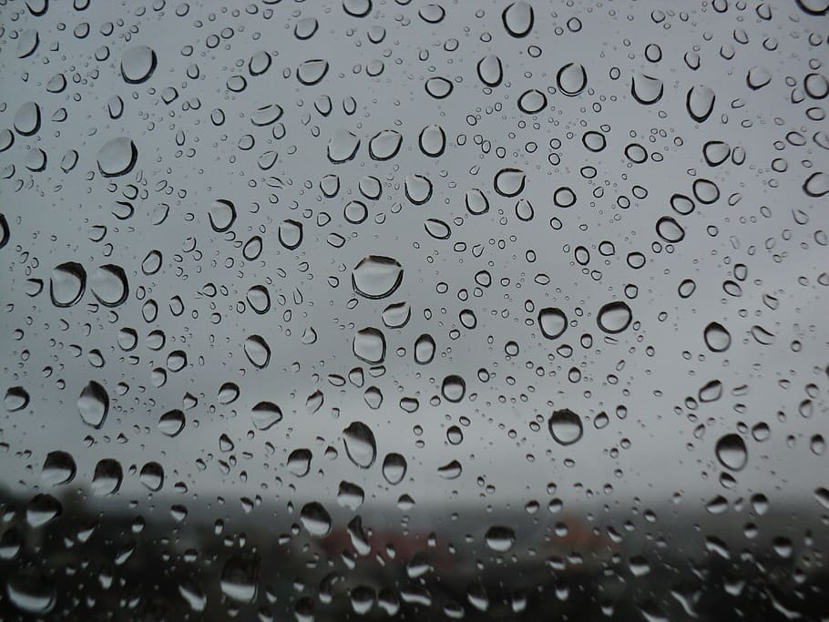 Drops, Window, View, Raindrops, drops of water, wet, full frame HD wallpaper