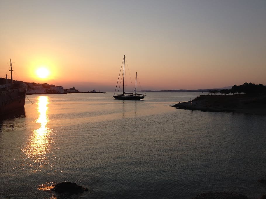 boat, sunset, night, harbor, port, ship, summer, dom, beautiful HD wallpaper