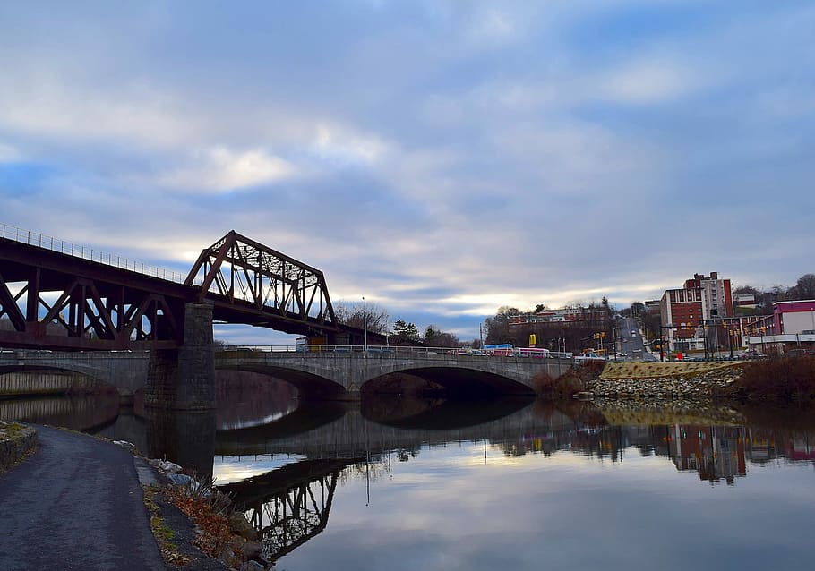 Bridge, Water, Reflection, delaware river, landscape, landmark, HD wallpaper