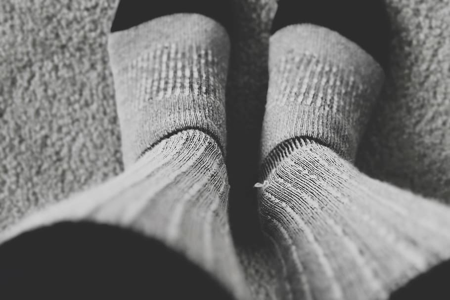 person wearing gray socks, pair, surface, guy, man, male, people