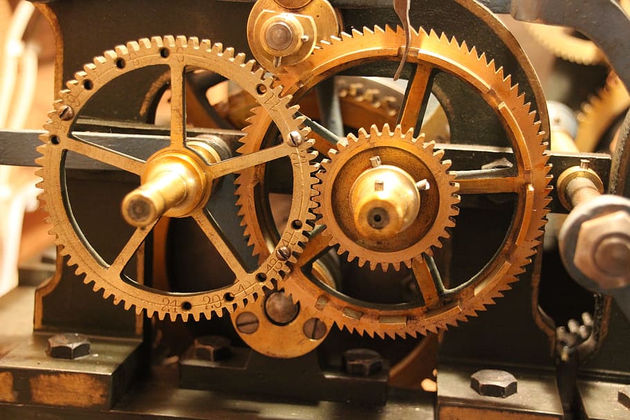 watch mechanism, gears, movement, clock, mechanics, historically, HD wallpaper