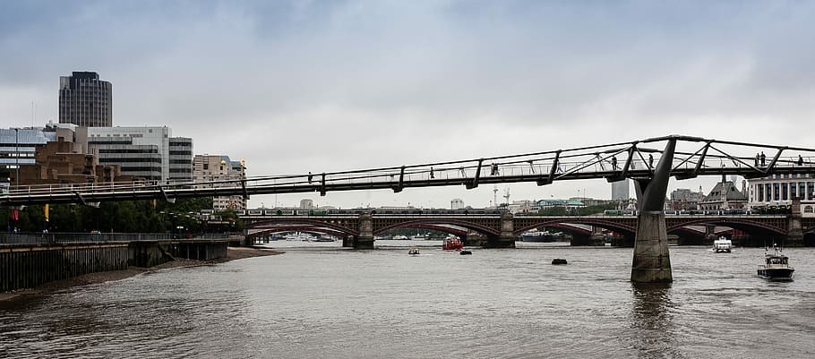 Bridge, River, River, Thames, Millennium, Sky, city, water HD wallpaper