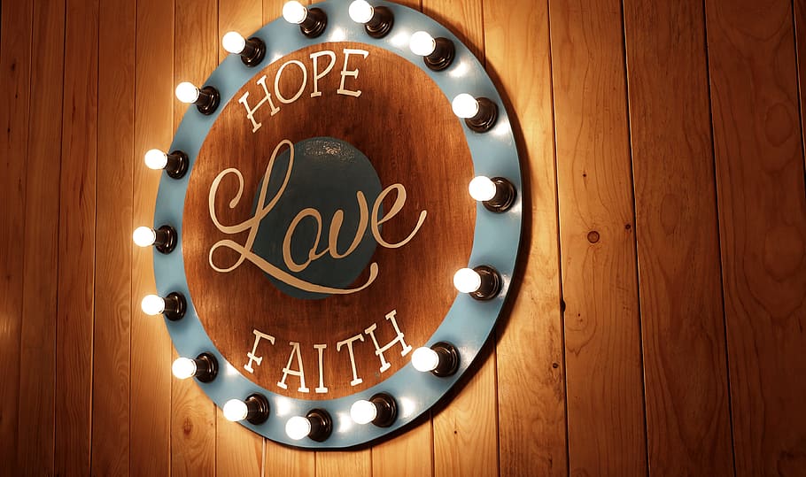 HD wallpaper Hope Love Faith Sign Wood Light typography wood  Material   Wallpaper Flare