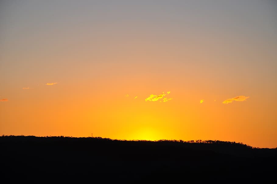 sunset, sky, mountain, silhouette, tranquility, beauty in nature HD wallpaper