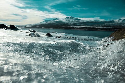 cold, iceberg, iceland, sea, beach, blue, dawn, dusk, landscape HD wallpaper