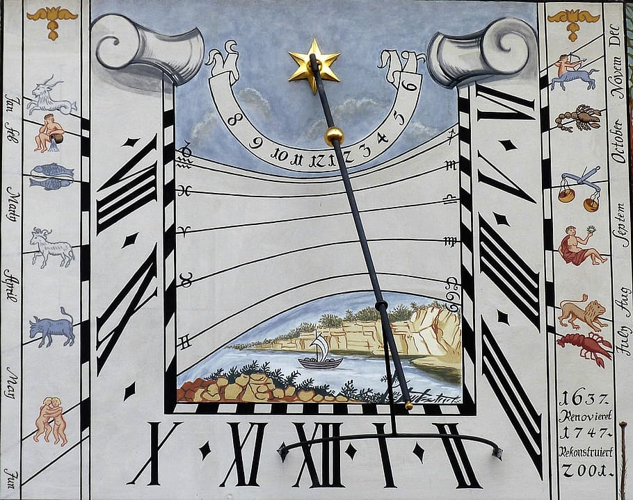 black and gold-colored wand, sundial, clock, time of, pointer HD wallpaper