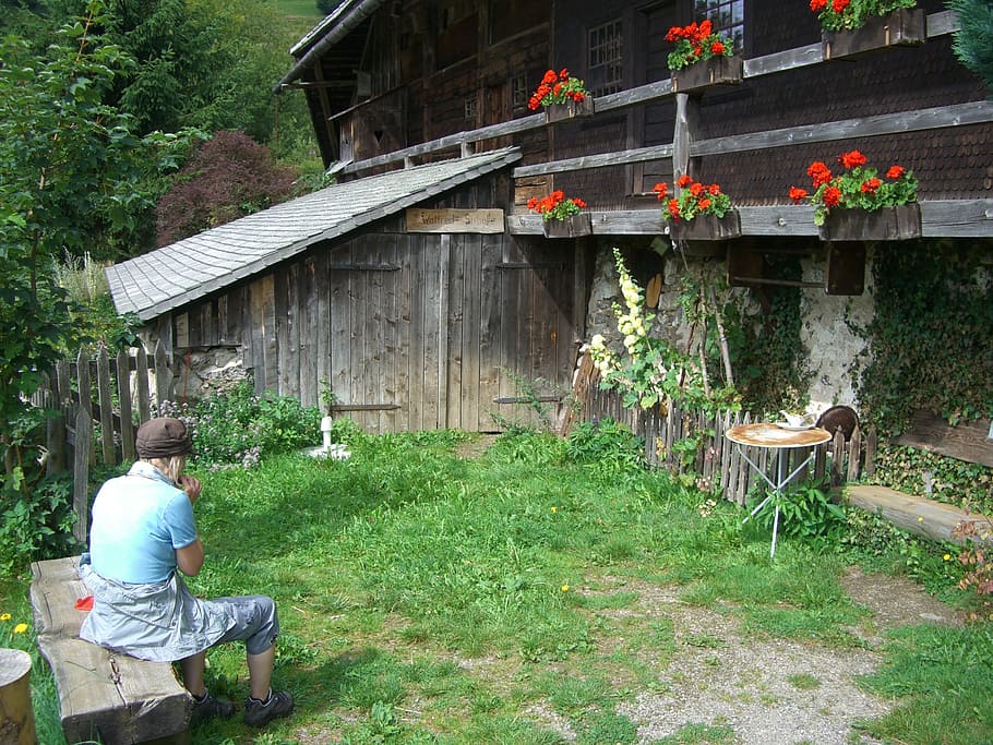 wanderer, break, bank, rest, idyll, schniederlihof, black forest HD wallpaper
