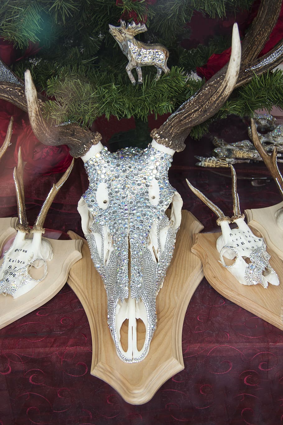 deer antler, decorated, swarovski beads, crystal, rhinestone, HD wallpaper