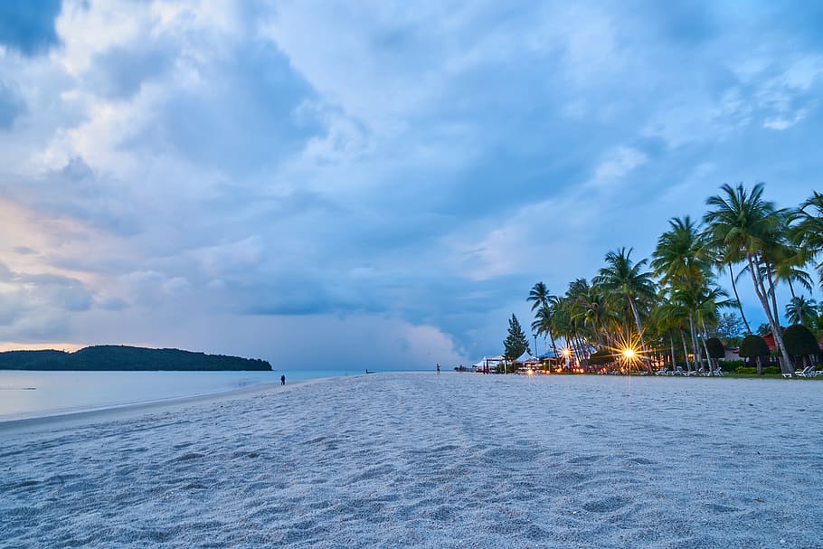 white sand beach beside ocean, ada, solar, clouds, marine, sky HD wallpaper