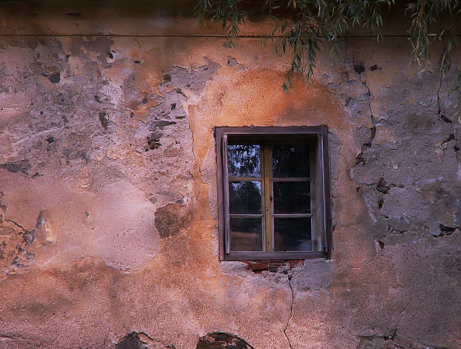 clear glass window close, old window, wall, old wall, rectory HD wallpaper
