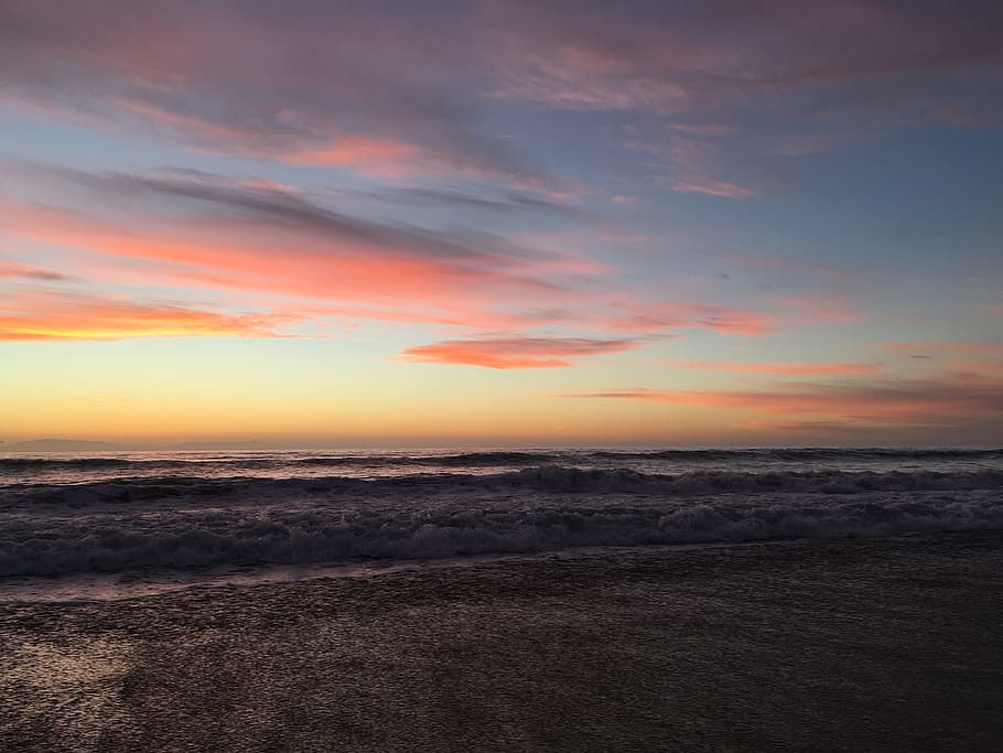 Sunset, Beach, Ocean, Sea, Sea, Beach, beach sunset, sky, sunrise HD wallpaper