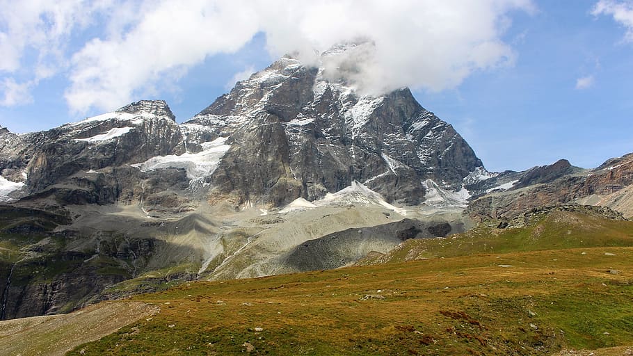 mountain, nature, landscape, panoramic, sky, beauty in nature HD wallpaper