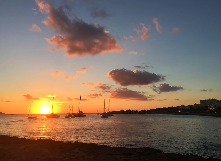 Hd Wallpaper Sunset Ibiza Holiday Sea Ships Clouds Abendstimmung