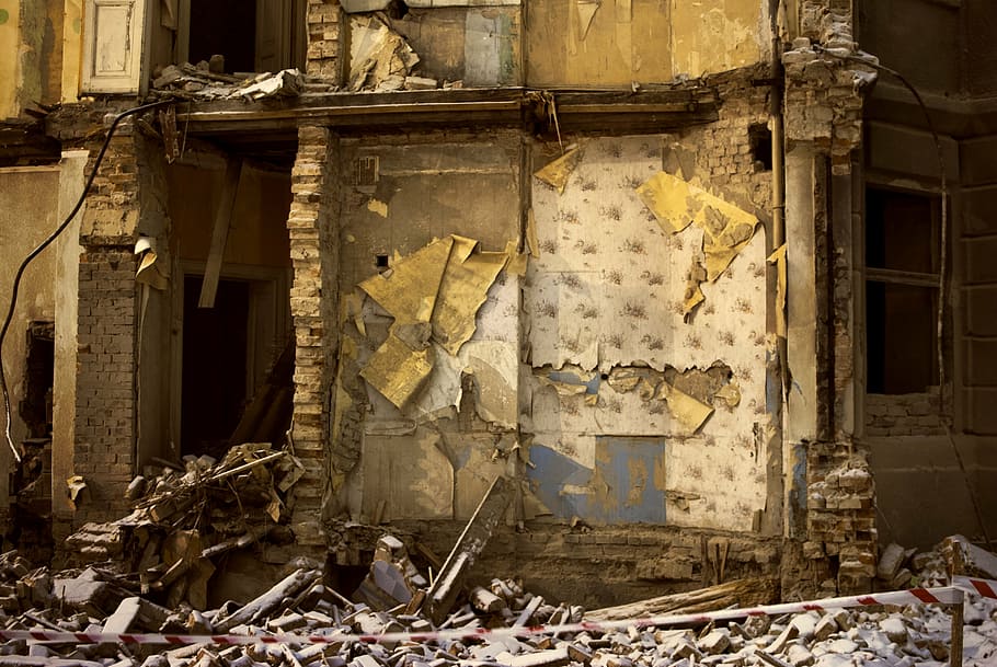 devastation, building, ruin, architecture, structure, debris HD wallpaper